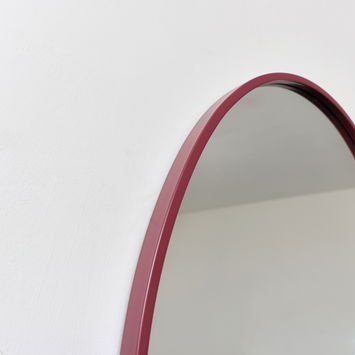 Red Oval Metal Framed Mirror 50cm x 70cm