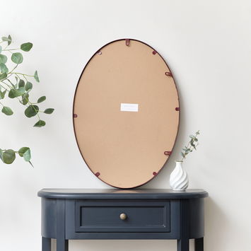 Red Oval Metal Framed Mirror 50cm x 70cm