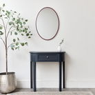 Red Oval Metal Framed Mirror 50cm x 70cm