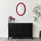 Red Oval Velvet Framed Wall Mirror 50cm x 70cm