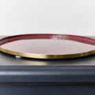 Round Metal Gold & Deep Red Tray