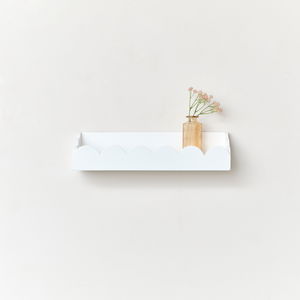 White Scalloped Wall Storage Shelf -  40cm