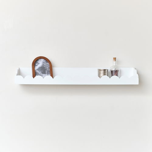 White Scalloped Wall Storage Shelf -  90cm