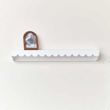 White Scalloped Wall Storage Shelf - 90cm