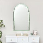 Arched Green Glass Art Deco Wall Mirror 60cm x 101cm