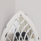 Arched White Distressed Chapel Fretwork Garden Mirror - 47cm x 142cm