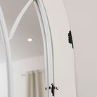 Arched White Distressed Chapel Fretwork Garden Mirror - 47cm x 142cm