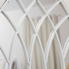 Arched White Distressed Chapel Fretwork Garden Mirror - 47cm x 142cm