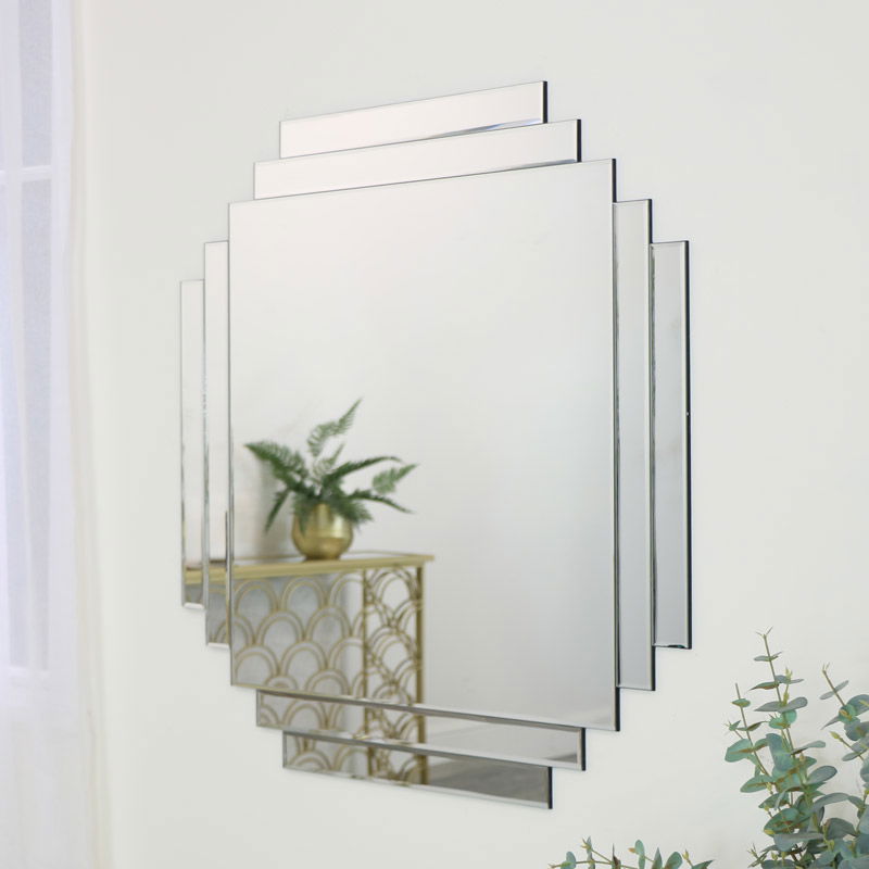 Art Deco Frameless Wall Mirror 85cm X 85cm