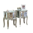 Bedroom Set, Pair of Mirrored 2 Drawer Bedside Tables - Tiffany Range