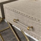 Beige Linen & Gold Cross Leg Bedside/Side Table