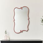 Large Dark Pink Vintage Asymmetrical Shaped Wall Mirror - 84cm x 53cm