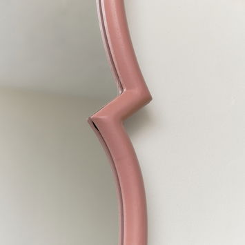 Large Dark Pink Vintage Asymmetrical Shaped Wall Mirror - 84cm x 53cm