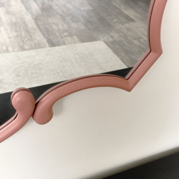 Large Dark Pink Vintage Asymmetrical Shaped Wall Mirror - 84cm x 53cm