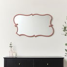 Large Dark Pink Vintage Asymmetrical Shaped Wall Mirror - 84cm x 53cm