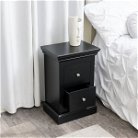 Black 2 Drawer Bedside Table - Slimline Haxey Black Range