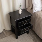Black 2 Drawer Bedside Table with Shelf - Briggs Range