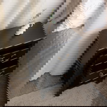 Black 2 Drawer Bedside Table with Shelf - Briggs Range