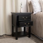 Black 2 Drawer Bedside Table with Shelf - Briggs Range