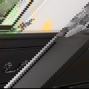 Black 2 Drawer Bedside Table with Shelf - Briggs Range