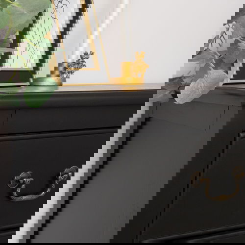 Black 2 Drawer Bedside Table with Shelf - Briggs Range