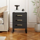 Black 3 Drawer Bedside - Luna Black Range