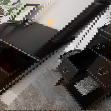 Black 4 Drawer Large Chest/Console Table with Shelf - Briggs Range