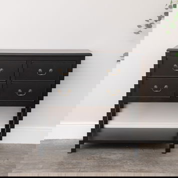 Black 4 Drawer Large Chest/Console Table with Shelf - Briggs Range