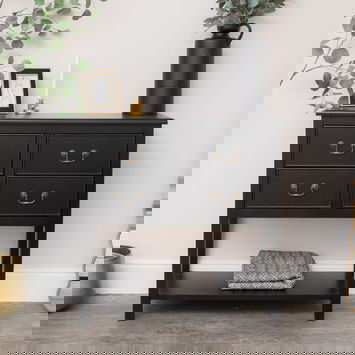 Black 4 Drawer Large Chest/Console Table with Shelf - Briggs Range