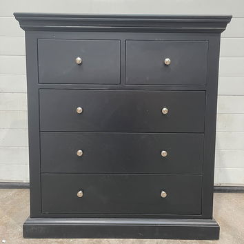 Black 5 Drawer Chest of Drawers - Slimline Haxey Black Range