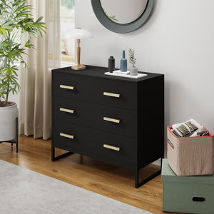 Black 6 Drawer Chest Of Drawers - Luna Black Range