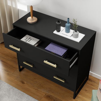 Black 6 Drawer Chest Of Drawers - Luna Black Range