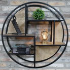 Black and Natural Round Shelf Unit