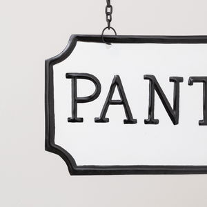 Black and White Metal Wall Mounted Hanging Pantry Sign