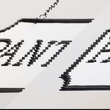 Black and White Metal Wall Mounted Hanging Pantry Sign