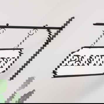 Black and White Metal Wall Mounted Hanging Pantry Sign