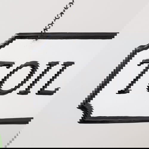 Black and White Metal Wall Mounted Hanging Toilet Sign