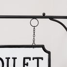 Black and White Metal Wall Mounted Hanging Toilet Sign