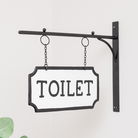 Black and White Metal Wall Mounted Hanging Toilet Sign