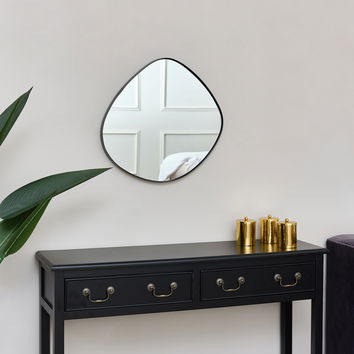 Black Asymmetrical Pebble Wall Mirror 50cm x 50cm