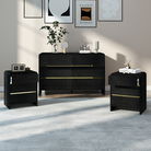Black Chest of Drawers and Pair of 3 Drawer Bedside Tables - Meridian Black Range