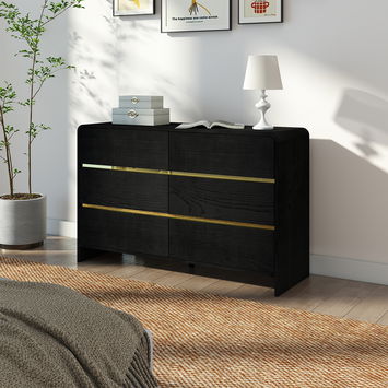 Black Chest of Drawers and Pair of 3 Drawer Bedside Tables - Meridian Black Range