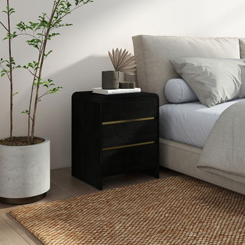 Black Chest of Drawers and Pair of 3 Drawer Bedside Tables - Meridian Black Range
