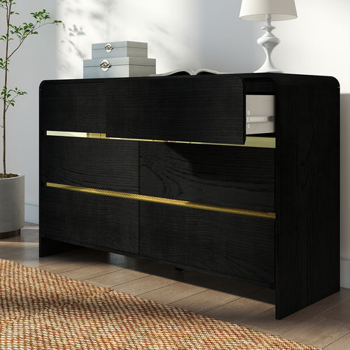 Black 3 Drawer Chest of Drawers - Meridian Black Range
