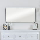 Black Curved Framed Wall Mirror 100cm x 50cm