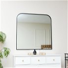 Black Curved Square Arched Overmantle Mirror 100cm x 100cm