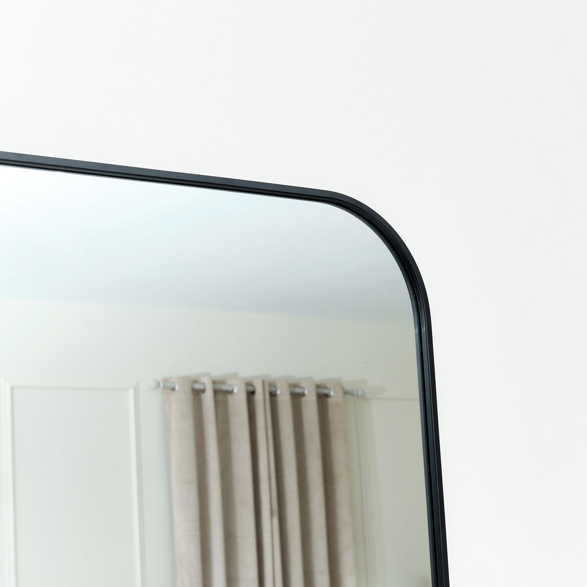 Large Black Curved Square Arched Overmantle Mirror 100cm x 100cm