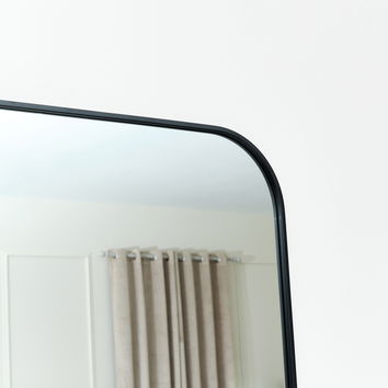 Black Curved Square Arched Overmantle Mirror 100cm x 100cm