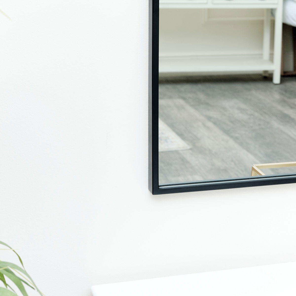 Large Black Curved Square Arched Overmantle Mirror 100cm x 100cm