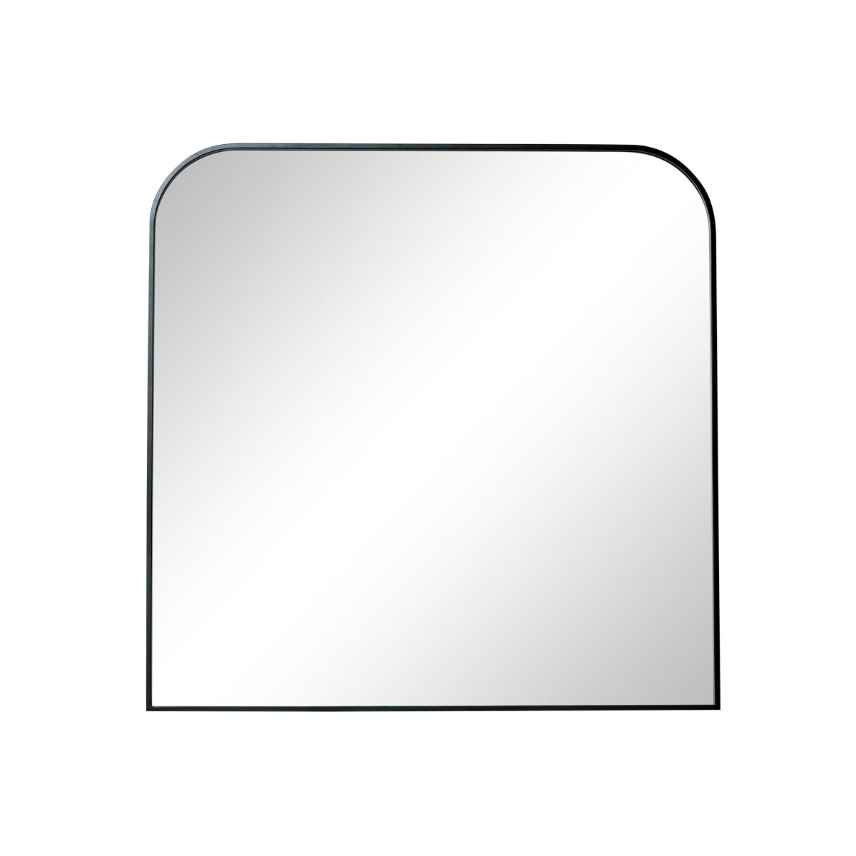 Large Black Curved Square Arched Overmantle Mirror 100cm x 100cm